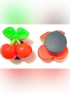 2 Cherry Glossy Resin Croc Charms Jibbit Shoe Charm Disney Croc Charms